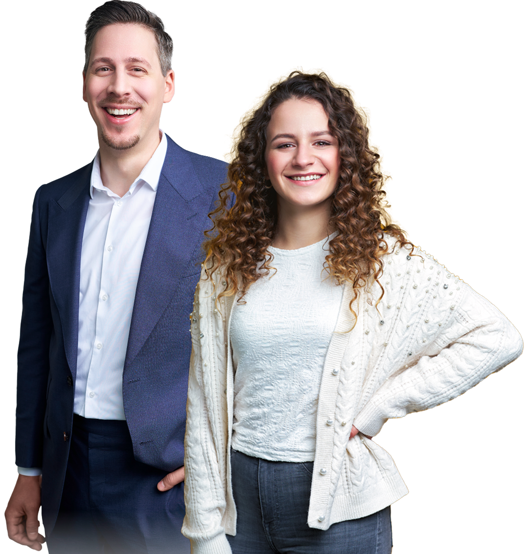 Leyla und Janis, Mitarbeitende der Stadt Kornwestheim lächeln in die Kamera